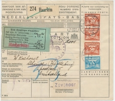Em. Duif Pakketkaart  Haarlem - Duitsland 1943