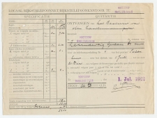 Hoofddorp Haarlemmermeer 1922 - Kwitantie Rijkstelefoon