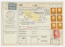 Em. Juliana Pakketkaart  Schiphol - Belgie 1961 - EEG goed