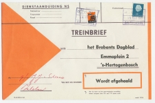 Treinbrief Zaltbommel - s Hertogenbosch 1965