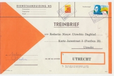 Treinbrief Geldermalsen - Utrecht 1970