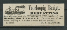 Advertentie 1866 Stoomboot Telegraaf