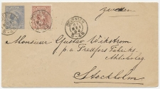 Envelop G. 5 / Bijfrankering Deventer - Zweden 1894
