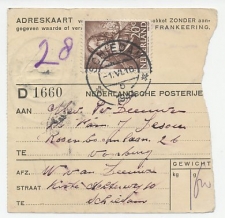 Em. Zeehelden 1943 Adreskaart / Pakketkaart binnenland Schiedam