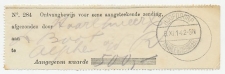 Hoofddorp 1914 - Ontvangbewijs aangetekende zending