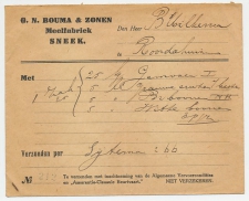 Sneek - Roordahuizum 1932 - Begeleidingsbrief