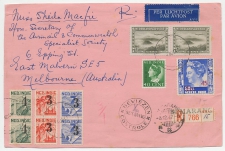 Briefvoorzijde  Aangetekend Semarang Ned. Indie - Australie 1947