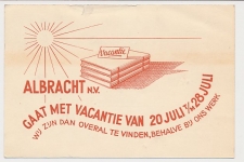Firma briefkaart Utrecht 1951 - Boekbinderij - Vakantie