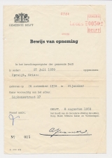 Gemeente Leges Machinestempel  0050 Delft 1959