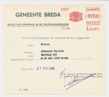 Gemeente Leges Machinestempel  0050 Breda 1960