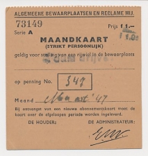 Maandkaart Rijwielstalling Amsterdam  1947