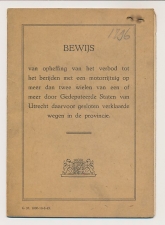 Leges 0,60 Provincie Utrecht 1950 - Ontheffing 