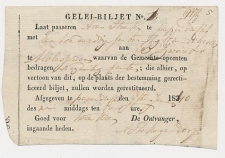 Gelei-Biljet Papendrecht 1840