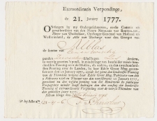 Kwitantie Extraordinaris Verpondinge - Den Haag 1777