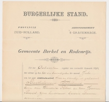 Uitreksel Burgerlijke Stand - Berkel en Rodenrijs 1898