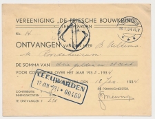 Leeuwarden - Roordahuizum 1934 - Kwitantie