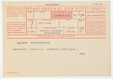 Telegramafschrift Ruddington - Dedemsvaart 1957