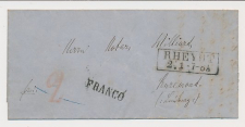 Rheydt Duitsland - Roermond 1867 - Franco