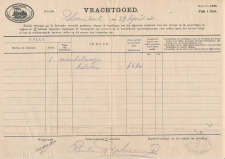 Vrachtbrief H.IJ.S.M. Bloemendaal - Den Haag 1910 - Etiket
