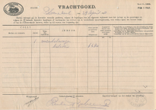 Vrachtbrief H.IJ.S.M. Bloemendaal - Den Haag 1910 - Etiket