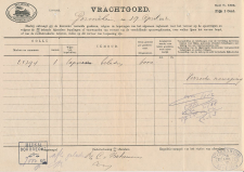 Vrachtbrief H.IJ.S.M. Gorinchem - Den Haag 1912