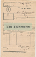 Vrachtbrief Staats Spoorwegen Nijmegen - Den Haag 1914 - Etiket