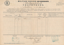 Vrachtbrief S.S. Militair Vervoer Amsterdam - Gouda 1909