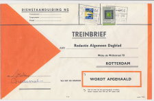 Treinbrief Geldermalsen - Rotterdam 1970