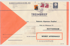 Treinbrief Kapelle Biezelinge - Rotterdam 1966