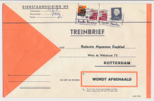 Treinbrief Kapelle Biezelinge - Rotterdam 1966