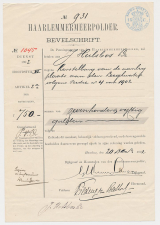 Fiscaal stempel - Bevelschrift Haarlemmermeer polder 1902
