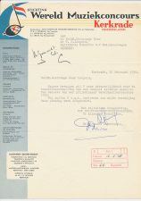 Brief Kerkrade 1958 - Stichting Wereld  Muziekconcours