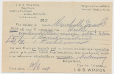 Firma briefkaart Harlingen 1909 - Expediteur - Stoomvaart Agent