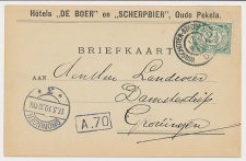 Firma briefkaart Oude Pekela 1910 - Hotel De Boer en Scherpbier