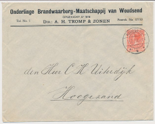 Firma envelop Woudsend 1929 - Ond. Brandwaarborg Maatschappij