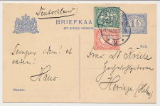 Briefkaart G. 79 I / Bijfrankering Groningen - Duitsland 1909