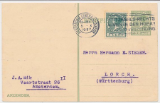 Briefkaart G. 216 / Bijfrankering Amsterdam - Duitsland 1927