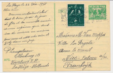 Briefkaart G. 277 a / Bijfrankering Den Haag - Frankrijk 1945