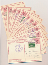 Briefkaart G. 285 Compete set / Bijfrankering Groningen 1946