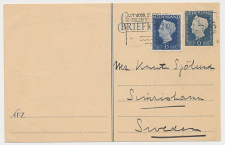 Briefkaart G. 299 / Bijfrankering Amsterdam - Zweden 1949