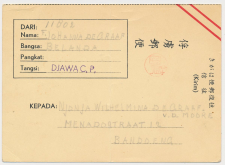 Censored POW card Internee Bandoeng Netherlands Indies