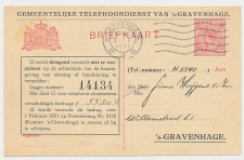 Briefkaart G. TEL103-Ic - Telephoondienst s-Gravenhage 1921