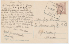 Treinblokstempel : Arnhem - Breda H 1922 ( Wijchen )