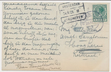Treinblokstempel : Amsterdam - Eindhoven III 1928 ( Velsen )