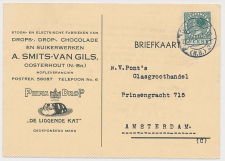 Firma briefkaart Oosterhout 1934 Drop - Chocolade - Liggende Kat