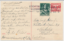 Briefkaart G. 278 b / Bijfrankering Amsterdam - Zweden 1945