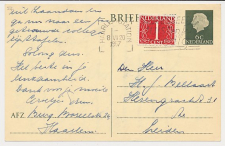Briefkaart G. 313 / Bijfrankering Haarlem - Leiden 1957