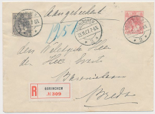 Envelop G. 8 d /Bijfrankering Aangetekend Gorinchem - Breda 1907