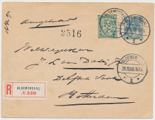 Envelop G. 9 / Bijfrankering Aangetekend Bloemendaal 1908