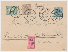 Envelop G. 9 / Bijfrankering Aangetekend Arnhem - Duitsland 1902